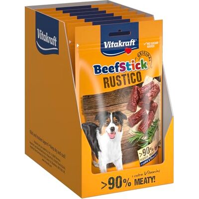 Vitakraft Bâtonnet de bœuf Rustico, bouchées au salami charnu, comme récompense et entraînement, collation pour chien (7 x 55 g) Vitakraft Bâtonnet de bœuf Rustico, bouchées au salami charnu, comme récompense et entraînement, collation pour chien (7 x 55 g)
