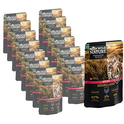 Dehner Wild Nature Nourriture pour chat Chaton Colline Poulet 16 x 85 g (1,36 kg) Dehner Wild Nature Nourriture pour chat Chaton Colline Poulet 16 x 85 g (1,36 kg)