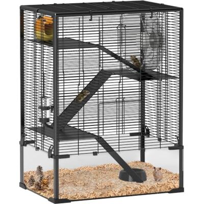 Pawhut Cage à hamster à 4 niveaux avec fond en verre trempé profond, 60 x 40 x 80 cm Pawhut Cage à hamster à 4 niveaux avec fond en verre trempé profond, 60 x 40 x 80 cm