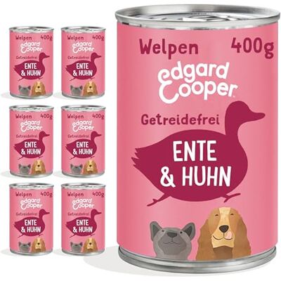 Edgard & Cooper Nourriture humide pour chien, parrain, chiot, chien, sans céréales, nourriture humide, nourriture naturelle, canard et poulet, 400 g x 6 avec beaucoup de viande fraîche et d'intestins Edgard & Cooper Nourriture humide pour chien, parrain, chiot, chien, sans céréales, nourriture humide, nourriture naturelle, canard et poulet, 400 g x 6 avec beaucoup de viande fraîche et d'intestins