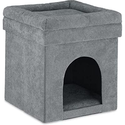 Relaxdays Niche pour chat et petit chien, tabouret pliable, hauteur 42 x 38 x 38 cm, gris Relaxdays Niche pour chat et petit chien, tabouret pliable, hauteur 42 x 38 x 38 cm, gris
