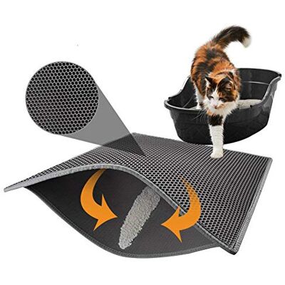 FXxswey Tapis de litière pour chat, double couche nid d'abeille, tapis d'alimentation pour chat, tapis de litière résistant et imperméable pour protéger le sol et la moquette, facile à nettoyer (40 * 50) FXxswey Tapis de litière pour chat, double couche nid d'abeille, tapis d'alimentation pour chat, tapis de litière résistant et imperméable pour protéger le sol et la moquette, facile à nettoyer (40 * 50)