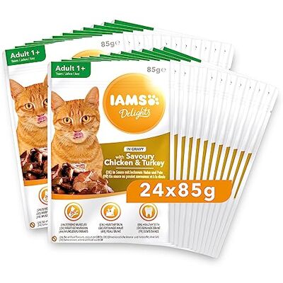 IAMS Advanced Nutrition Chat Adulte Assortiment Sachets Humides en Sauce saveur Poulet&Dinde 24x85g (24) IAMS Advanced Nutrition Chat Adulte Assortiment Sachets Humides en Sauce saveur Poulet&Dinde 24x85g (24)