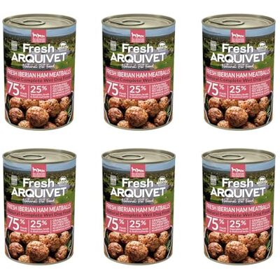 Arquivet Lot de 6 boulettes fraîches de jambon ibérique Boîtes de boulettes de jambon ibérique Boîtes de 400 g Nourriture humide pour chiens, toutes races Arquivet Lot de 6 boulettes fraîches de jambon ibérique Boîtes de boulettes de jambon ibérique Boîtes de 400 g Nourriture humide pour chiens, toutes races