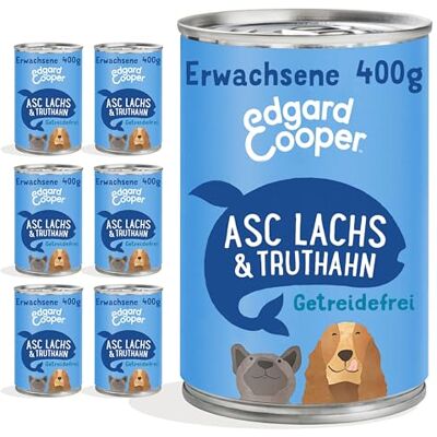Edgard & Cooper Nourriture humide pour chien (saumon et dinde, 400 g x 6), sans céréales, ingrédients naturels et viande fraîche, riche en acides aminés essentiels Edgard & Cooper Nourriture humide pour chien (saumon et dinde, 400 g x 6), sans céréales, ingrédients naturels et viande fraîche, riche en acides aminés essentiels
