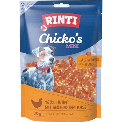 Rinti Chicko Mini cubes de poulet avec fromage Friandises pour chiens pauvres en calories en filet de poulet frais 100% pour chiens adultes Friandises pour chiens sans sucre sans additifs dans un Rinti Chicko Mini cubes de poulet avec fromage Friandises pour chiens pauvres en calories en filet de poulet frais 100% pour chiens adultes Friandises pour chiens sans sucre sans additifs dans un