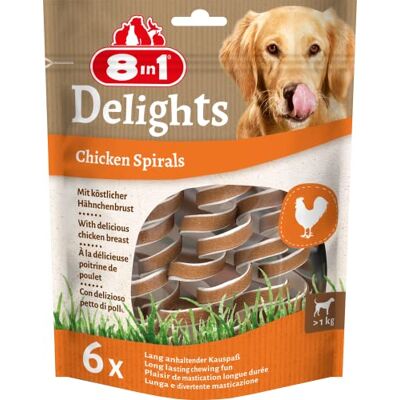 8in1 Delights Lot de 6 spirales à mâcher pour chien Friandise saine pour chien Viande de poulet de qualité supérieure enveloppée dans la peau de bœuf 8in1 Delights Lot de 6 spirales à mâcher pour chien Friandise saine pour chien Viande de poulet de qualité supérieure enveloppée dans la peau de bœuf