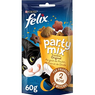 Felix Party Mix Grillade Adulte Friandises Pour Chat Poulet, Foie, Dinde Lot de 8 x 60 g Felix Party Mix Grillade Adulte Friandises Pour Chat Poulet, Foie, Dinde Lot de 8 x 60 g