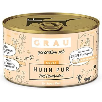 Grau Gris – l'original – Nourriture humide pour chiens – Poulet Pur, lot de 6 (6 x 200 g) monoprotéine, pour chiens adultes Grau Gris – l'original – Nourriture humide pour chiens – Poulet Pur, lot de 6 (6 x 200 g) monoprotéine, pour chiens adultes