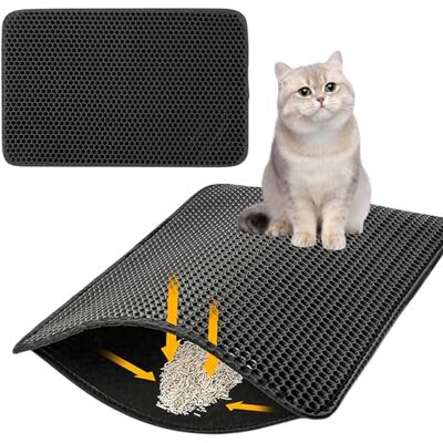 Vegena Tapis de litière pour chat 90 x 60 cm Imperméable Double couche Design nid d'abeille Facile à nettoyer Pour chats et chiens Vegena Tapis de litière pour chat 90 x 60 cm Imperméable Double couche Design nid d'abeille Facile à nettoyer Pour chats et chiens
