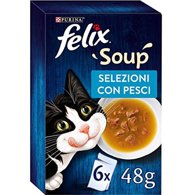 Felix Purina Soup Original Aliments humides pour Chats avec morue, Thon et Plate, 8 boîtes de 48 enveloppes de 48 g Felix Purina Soup Original Aliments humides pour Chats avec morue, Thon et Plate, 8 boîtes de 48 enveloppes de 48 g