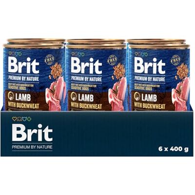 Brit Premium by Nature Lot de 6 boîtes de nourriture humide pour chiens adultes, agneau avec sarrasin, nourriture complète, 6 x 400 g Brit Premium by Nature Lot de 6 boîtes de nourriture humide pour chiens adultes, agneau avec sarrasin, nourriture complète, 6 x 400 g