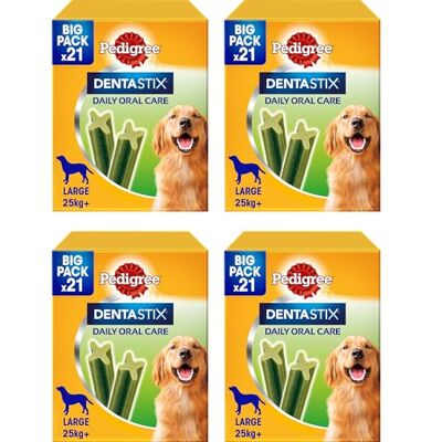 Pedigree Dentastix Fresh 84 Snacks pour l'hygiène buccale (grand chien > 25 kg) 810 g 21 pièces 4 boîtes de 21 pièces (84 pièces au total) Pedigree Dentastix Fresh 84 Snacks pour l'hygiène buccale (grand chien > 25 kg) 810 g 21 pièces 4 boîtes de 21 pièces (84 pièces au total)