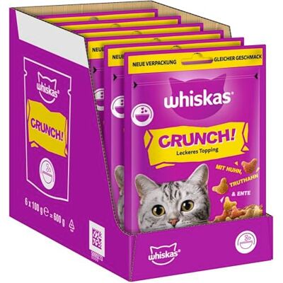 whiskas Crunch Lot de 6 friandises pour chat au poulet, dinde et canard 6 x 100 g – Délicieuses collations au poulet, dinde et canard whiskas Crunch Lot de 6 friandises pour chat au poulet, dinde et canard 6 x 100 g – Délicieuses collations au poulet, dinde et canard