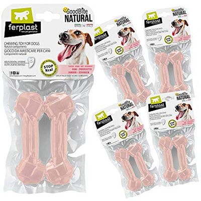 Ferplast Goodbite Natural M Jeu d'os pour l'hygiène buccale, goût du jambon, chien moyen 8-16 kg, 5 paquets de 2 pièces, 10 pièces au total, 70 g chacun, 700 g total Ferplast Goodbite Natural M Jeu d'os pour l'hygiène buccale, goût du jambon, chien moyen 8-16 kg, 5 paquets de 2 pièces, 10 pièces au total, 70 g chacun, 700 g total