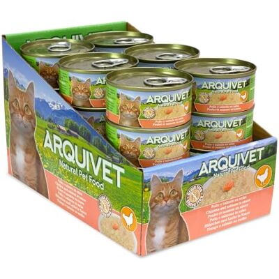 Arquivet PACK 24 unités Poulet dans une sauce au saumon 80 g Boîtes de nourriture humide pour chats Arquivet PACK 24 unités Poulet dans une sauce au saumon 80 g Boîtes de nourriture humide pour chats