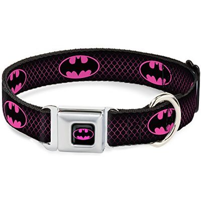 Buckle-Down Collier pour Chien avec Boucle de Ceinture de sécurité Batman Shield Noir Rose Vif 45,7 à 81,3 cm de Large Buckle-Down Collier pour Chien avec Boucle de Ceinture de sécurité Batman Shield Noir Rose Vif 45,7 à 81,3 cm de Large