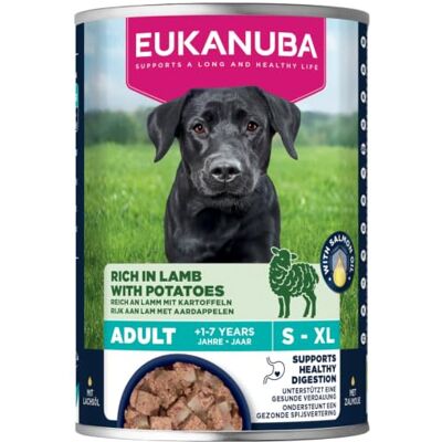 Eukanuba Nourriture humide pour chien avec agneau et pommes de terre, sans céréales, pour chiens adultes, 6 boîtes de 400 g Eukanuba Nourriture humide pour chien avec agneau et pommes de terre, sans céréales, pour chiens adultes, 6 boîtes de 400 g
