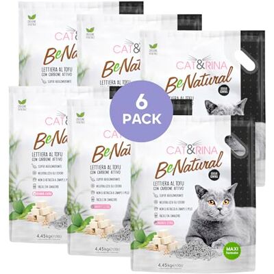 CAT&RINA litière pour chat au tofu de 10 l. Bac à litière pour chat agglomérant végétal. Jusqu'à 60 jours d'utilisation. Se débarrasse dans les bios ou les toilettes. Sable anti-odeurs au charbon CAT&RINA litière pour chat au tofu de 10 l. Bac à litière pour chat agglomérant végétal. Jusqu'à 60 jours d'utilisation. Se débarrasse dans les bios ou les toilettes. Sable anti-odeurs au charbon
