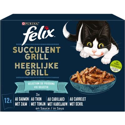 Felix En Sauce Sélection Poissons Saumon Thon Cabillaud Carrelet Lot de 6 Felix En Sauce Sélection Poissons Saumon Thon Cabillaud Carrelet Lot de 6