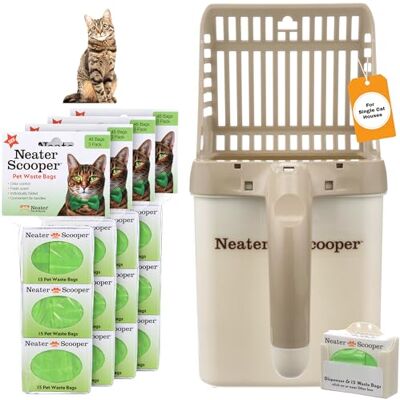 Neater Pet Brands Neater Scooper Pelle à litière pour chat et lot de 195 sacs de recharge – Système de pelle à litière pour chat avec sacs à déchets supplémentaires, brun clair Neater Pet Brands Neater Scooper Pelle à litière pour chat et lot de 195 sacs de recharge – Système de pelle à litière pour chat avec sacs à déchets supplémentaires, brun clair