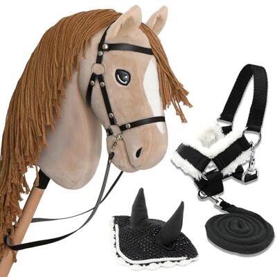 Hobby Horse Land Hobby Horse Beige A3, Cheval bâton Complet avec Filet, Mors, rêne, Licol et Bonnet Anti-Insectes Noir Et Blanc. Tête de Cheval bâton pour Hobby Horsing Enfants et Adolescents Hobby Horse Land Hobby Horse Beige A3, Cheval bâton Complet avec Filet, Mors, rêne, Licol et Bonnet Anti-Insectes Noir Et Blanc. Tête de Cheval bâton pour Hobby Horsing Enfants et Adolescents