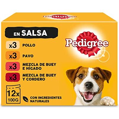 Pedigree Nourriture humide pour chien saveurs mixtes en sauce, lot multiple (4 paquets x 12 sachets x 100 g) Pedigree Nourriture humide pour chien saveurs mixtes en sauce, lot multiple (4 paquets x 12 sachets x 100 g)