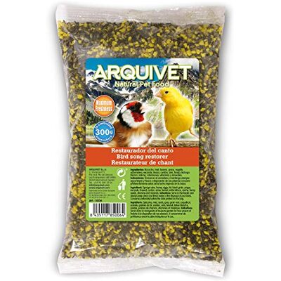 Arquivet Restaurateur du chant 300 g Aide à récupérer et renforcer le chant de vos oiseaux Nourriture pour oiseaux Ingrédients de première qualité Arquivet Restaurateur du chant 300 g Aide à récupérer et renforcer le chant de vos oiseaux Nourriture pour oiseaux Ingrédients de première qualité