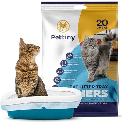 Pettiny Lot de 20 sacs à litière pour chat avec cordons de serrage Résistants aux rayures Pour litière moyenne et grande Pettiny Lot de 20 sacs à litière pour chat avec cordons de serrage Résistants aux rayures Pour litière moyenne et grande
