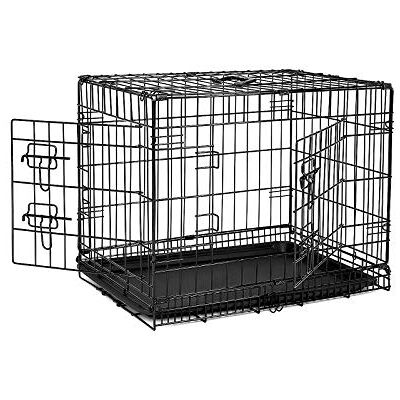 lionto Caisse de transport pour chiens et chats, cage polyvalente avec bac en plastique hygiénique, 61x44x51 cm, cage pour chien en métal avec fermetures de sécurité solides et cloison, noir lionto Caisse de transport pour chiens et chats, cage polyvalente avec bac en plastique hygiénique, 61x44x51 cm, cage pour chien en métal avec fermetures de sécurité solides et cloison, noir