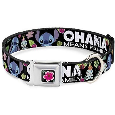 Buckle-Down Lilo & Stitch – Ohana Signifie Famille Collier pour Chien, Boucle de Ceinture de sécurité, Noir et Multicolore Buckle-Down Lilo & Stitch – Ohana Signifie Famille Collier pour Chien, Boucle de Ceinture de sécurité, Noir et Multicolore