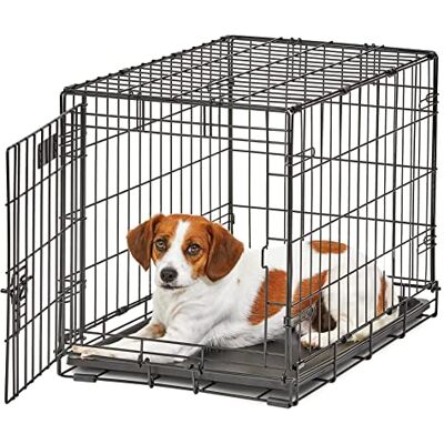 MidWest Homes for Pets Small LifeStages Single Door 24-Inch Folding Dog Crate, Enhanced Security, Includes Leak-Proof Pan, Divider Panel, Handle, Rubber Feet MidWest Homes for Pets Small LifeStages Single Door 24-Inch Folding Dog Crate, Enhanced Security, Includes Leak-Proof Pan, Divider Panel, Handle, Rubber Feet
