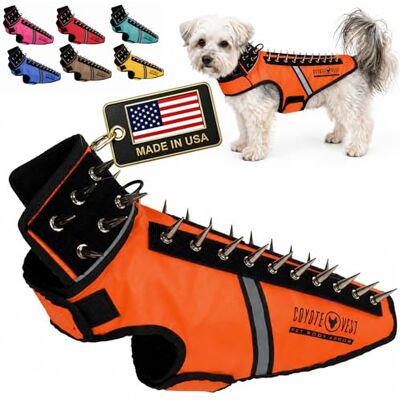 CoyoteVest SpikeVest Harnais pour chien, accessoires réfléchissants pour chien avec pointes pour protéger votre animal de compagnie contre les rapaces et les attaques d'animaux, fièrement fabriqué en CoyoteVest SpikeVest Harnais pour chien, accessoires réfléchissants pour chien avec pointes pour protéger votre animal de compagnie contre les rapaces et les attaques d'animaux, fièrement fabriqué en