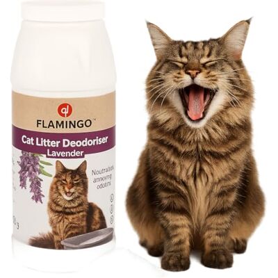 FLAMINGO Désodorisant de Litière pour Chat avec Parfum de Lavande – Neutralise Les Mauvaises Odeurs, Non Toxique et Sûr FLAMINGO Désodorisant de Litière pour Chat avec Parfum de Lavande – Neutralise Les Mauvaises Odeurs, Non Toxique et Sûr
