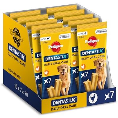Pedigree Dentastix Snack dentaire pour l'hygiène buccale des grands chiens (10 paquets de 7 unités) Pedigree Dentastix Snack dentaire pour l'hygiène buccale des grands chiens (10 paquets de 7 unités)