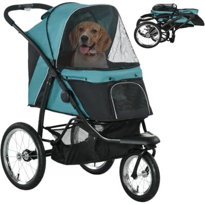 Pawhut Poussette pliable pour chien et chat jusqu'à 20 kg Vert foncé Poussette pour chien, chat, chat, roues en caoutchouc tout-terrain, coussins, fenêtres en filet, portes, panier de rangement Pawhut Poussette pliable pour chien et chat jusqu'à 20 kg Vert foncé Poussette pour chien, chat, chat, roues en caoutchouc tout-terrain, coussins, fenêtres en filet, portes, panier de rangement