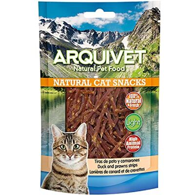 Arquivet Bandes de canard et crevettes Pack de 24 unités x 50 g Natural Cat Snacks, Snacks pour chats 100% naturels Chuches, prix, friandises et récompenses pour félins Arquivet Bandes de canard et crevettes Pack de 24 unités x 50 g Natural Cat Snacks, Snacks pour chats 100% naturels Chuches, prix, friandises et récompenses pour félins