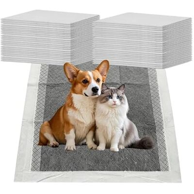 GOEDCH PIPI Lot de 50 tapis au charbon actif pour chiots 60 x 45 cm Super absorbants et anti-fuite pour chien chat chinchillas hamster furet gel GOEDCH PIPI Lot de 50 tapis au charbon actif pour chiots 60 x 45 cm Super absorbants et anti-fuite pour chien chat chinchillas hamster furet gel