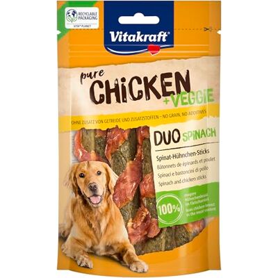 Vitakraft Chicken Veggie, bâton d'épinards au poulet, friandises d'entraînement pour chien, à récompenser (1 x 80 g) Vitakraft Chicken Veggie, bâton d'épinards au poulet, friandises d'entraînement pour chien, à récompenser (1 x 80 g)