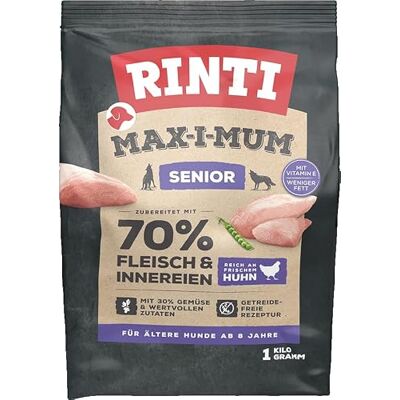 Rinti Max-i-Mum Senior Nourriture sèche pour chiens âgés à partir de 8 ans avec 70% de viande & abats Aliment complet sans céréales avec un rapport protéines/graisses équilibré 7 x 1 kg de poulet Rinti Max-i-Mum Senior Nourriture sèche pour chiens âgés à partir de 8 ans avec 70% de viande & abats Aliment complet sans céréales avec un rapport protéines/graisses équilibré 7 x 1 kg de poulet