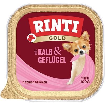 Rinti Gold Mini Nourriture humide pour petits chiens adultes avec 65% de viande et d'abats Aliment complet en bols sans glucides et additifs artificiels 16 x 100 g Veau et volaille Rinti Gold Mini Nourriture humide pour petits chiens adultes avec 65% de viande et d'abats Aliment complet en bols sans glucides et additifs artificiels 16 x 100 g Veau et volaille
