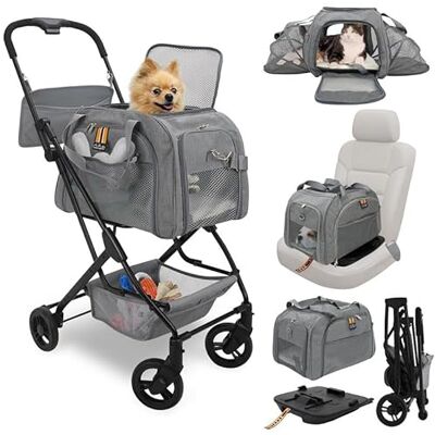 My Duque Carry Trio Kit complet 3 en 1 pour animaux de compagnie, charge maximale 12 kg. Poussette pliable compacte ; transporteur pour animaux de compagnie, base de siège Isofix pour transporter en My Duque Carry Trio Kit complet 3 en 1 pour animaux de compagnie, charge maximale 12 kg. Poussette pliable compacte ; transporteur pour animaux de compagnie, base de siège Isofix pour transporter en