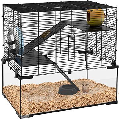 Pawhut Cage Hamster 3 Niveaux avec Roue Rampes 60 x 40 x 54,5 cm Noir Pawhut Cage Hamster 3 Niveaux avec Roue Rampes 60 x 40 x 54,5 cm Noir