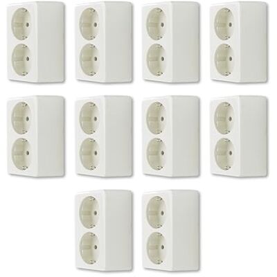 REV SAPRSET Lot de 10 prises doubles Double prise Montage en saillie Blanc crème REV SAPRSET Lot de 10 prises doubles Double prise Montage en saillie Blanc crème
