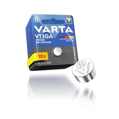 Varta Piles bouton V13GA/LR44, Lot de 10, Power on Demand, 1,5 V emballage sécurité enfant, alcalines-Technologie, pour appareils smart home, clé de voiture, télécommande ou balance Varta Piles bouton V13GA/LR44, Lot de 10, Power on Demand, 1,5 V emballage sécurité enfant, alcalines-Technologie, pour appareils smart home, clé de voiture, télécommande ou balance