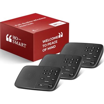 H HOSMART Hosmart Interphones sans fil pour la maison et l’entreprise, système d’interphone bidirectionnel en temps réel avec portée de 300 m H HOSMART Hosmart Interphones sans fil pour la maison et l’entreprise, système d’interphone bidirectionnel en temps réel avec portée de 300 m