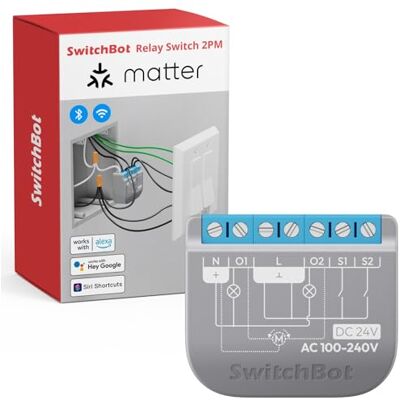 SwitchBot Interrupteur Wi-Fi 2PM compatible avec Alexa/Apple Home/Google Home, module de commutation de relais de mesure de puissance avec répéteur Bluetooth intégré et contact sec, Wi-Fi 2,4 GHz, 16 SwitchBot Interrupteur Wi-Fi 2PM compatible avec Alexa/Apple Home/Google Home, module de commutation de relais de mesure de puissance avec répéteur Bluetooth intégré et contact sec, Wi-Fi 2,4 GHz, 16