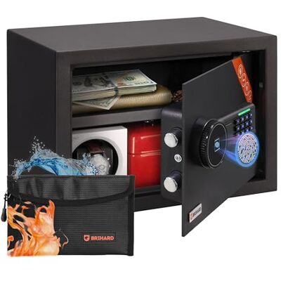 Brihard Family Coffre-Fort Biométrique Intelligent 20 L, 25 × 35 × 25 cm Sécurité Renforcée avec Accès 3-en-1, Lumière LED, Mode Silencieux, Alarme Anti-effraction, Pochette Ignifuge Étanche, Noir Brihard Family Coffre-Fort Biométrique Intelligent 20 L, 25 × 35 × 25 cm Sécurité Renforcée avec Accès 3-en-1, Lumière LED, Mode Silencieux, Alarme Anti-effraction, Pochette Ignifuge Étanche, Noir