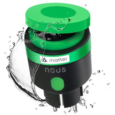 NOUS A6M Matter Prise d'extérieur intelligente avec mesure de la consommation d'énergie, prise extérieure Wi-Fi IP44, 16 A, 3840 W, compatible avec Apple Home, Alexa, Google Home et SmartThings NOUS A6M Matter Prise d'extérieur intelligente avec mesure de la consommation d'énergie, prise extérieure Wi-Fi IP44, 16 A, 3840 W, compatible avec Apple Home, Alexa, Google Home et SmartThings