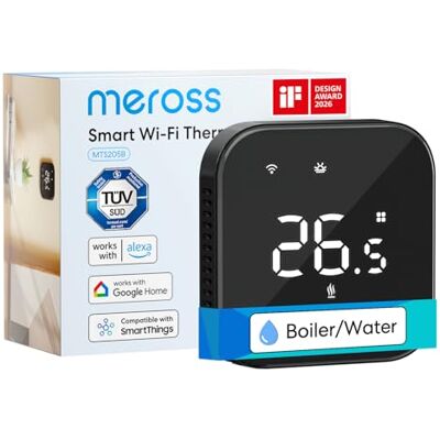 meross Thermostat Connecté Encastrable, Thermostat WiFi pour Chaudière Gaz/Chauffage au Sol à Eau, Filaire Compatible avec Alexa et Google Home, Commande Vocale et Contrôle à Distance meross Thermostat Connecté Encastrable, Thermostat WiFi pour Chaudière Gaz/Chauffage au Sol à Eau, Filaire Compatible avec Alexa et Google Home, Commande Vocale et Contrôle à Distance